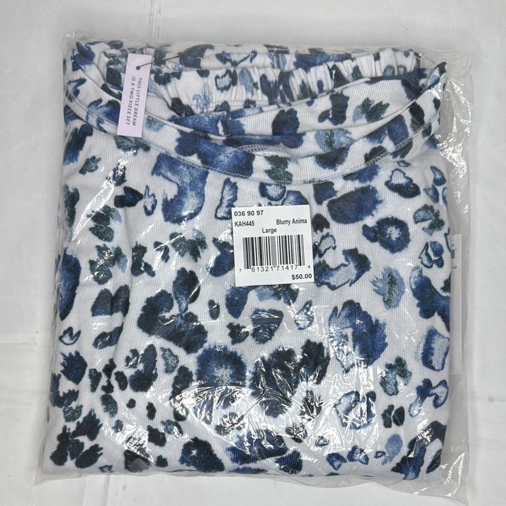 Blue and White Leopard Print Pajamas